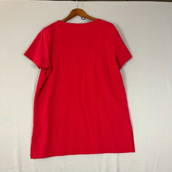 Eddie Bauer Women Tall LG Shirt Cherry Red Think Pullover Shirt Textured Vintage - Picture 3 of 4